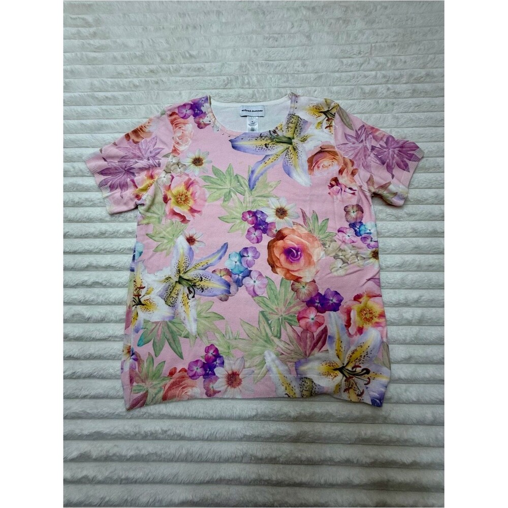 Alfred Dunner Pink Floral Short-Sleeve Tee